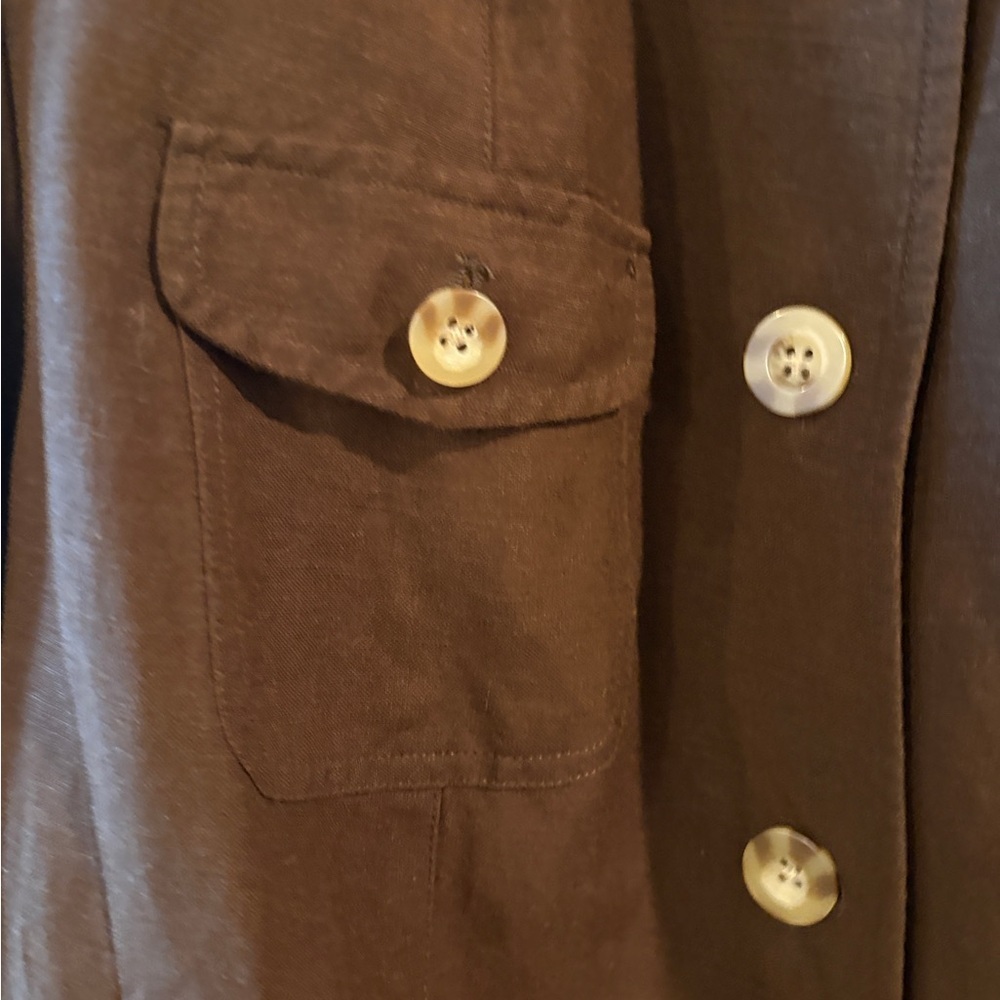 NWT Coldwater Creek  Brown Military Linen Safari Cargo Blazer / Jacket Size 18 - Picture 8 of 15